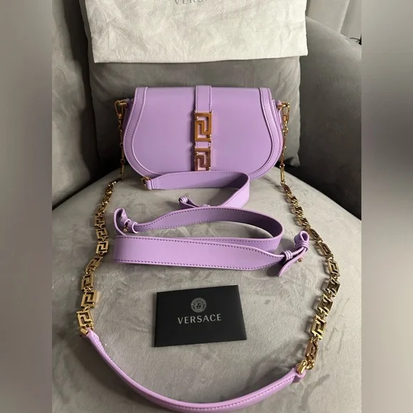 NWT Versace Greca Goddess Shoulder Bag in Baby Violet - Picture 3 of 12